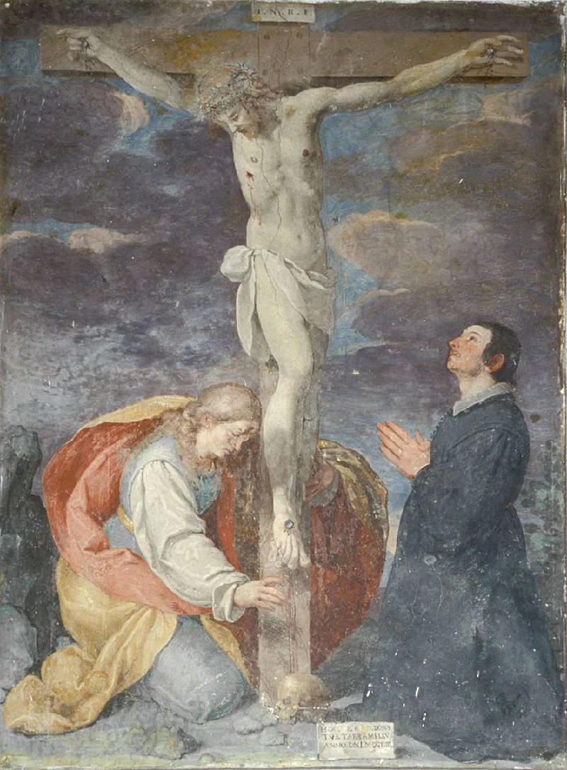 Gesù Cristo crocifisso con la Maddalena e donatore